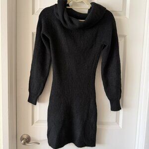 H&M Black Ribbed Cowl Neck Sweater Dress XS NWT